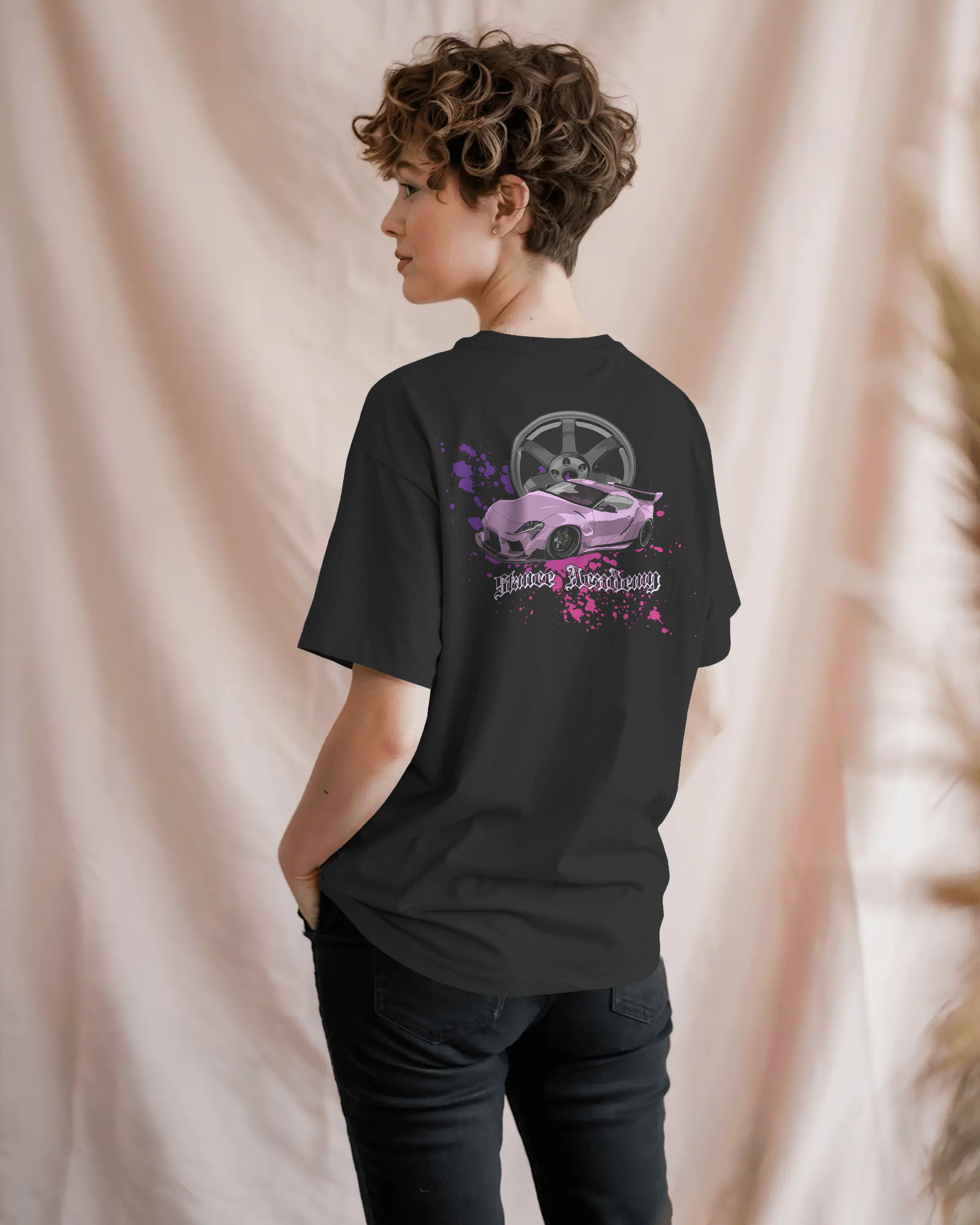 pastel backdrop t shirt mockup female model facing away hands in pockets relaxed pose soft diffused lighting casual vibe 01247 pastel backdrop t shirt mockup female model facing away hands in pockets relaxed pose soft diffused lighting casual vibe 01247